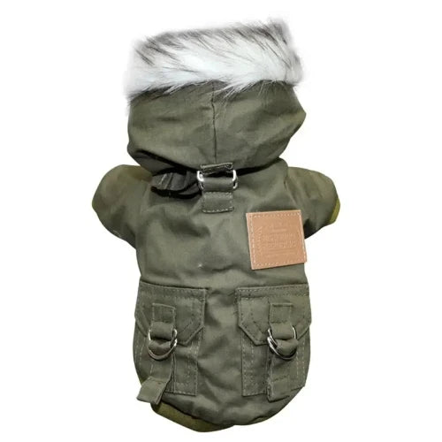 Manteau pour Chihuahua - Doudoune chaude verte avec fourrure - stylée, idéale pour garder votre petit chien ou chat au chaud