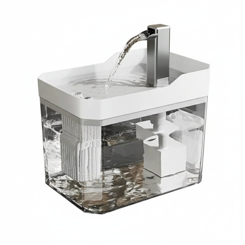 Fontaine à eau automatique. Couleur blanc. Adaptée à tous les petits chiens et les chats. Vendue sur la boutique Mon Petit Chihuahua.