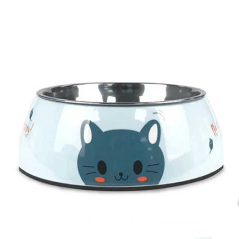 Gamelle Chien Inox bleue motifs Chats adaptΓ©e aux petits chiens et aux chats. Vendue sur la boutique Mon Petit Chihuahua.