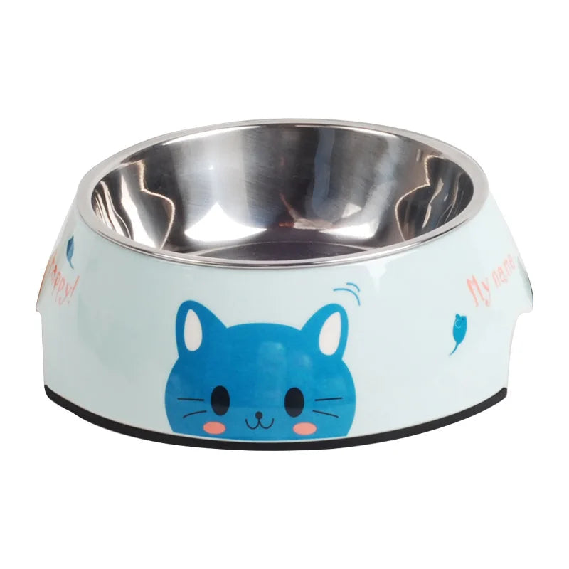 Gamelle Chien Inox bleue motifs Chats adaptΓ©e aux petits chiens et aux chats. Vendue sur la boutique Mon Petit Chihuahua.