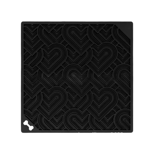 Tapis de lechage anti glouton noir adapté aux petits chiens et aux chats. Vendue sur la boutique Mon Petit Chihuahua.