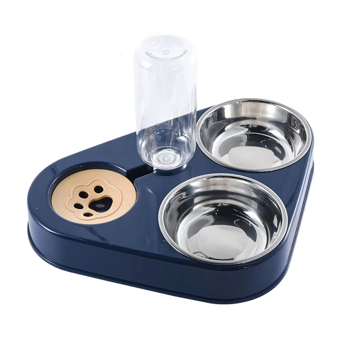 Gamelle triple compartiments, avec réservoir d’eau. Adaptée à tous les petits chiens et les gros. Vendue sur la boutique Mon Petit Chihuahua. Couleur bleue