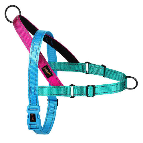 Harnais multicolore rรฉsistant en nylon pour chiens. Confortable, convient aux petits chiens, chihuahuas, ou aux chats. Vendu dans la boutique ยซย Mon Petit Chihuahuaย ยป