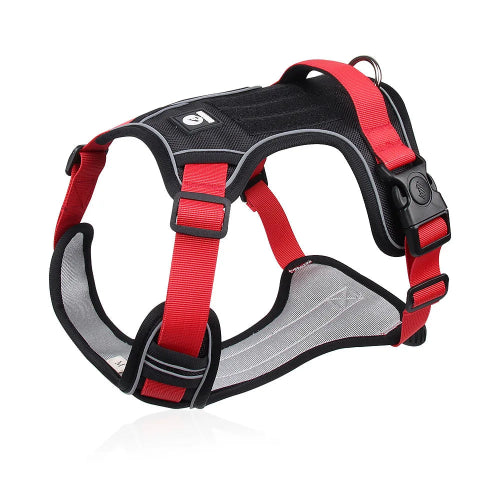 Harnais rรฉsistant noir et rouge pour petit chien. Confortable, convient aux petits chiens, chihuahuas, ou aux chats.