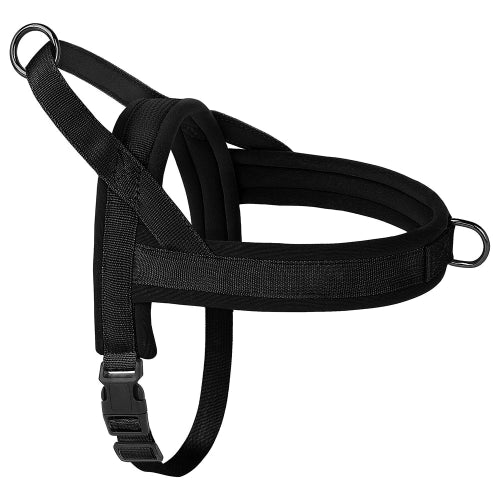 Harnais noir rรฉsistant en nylon pour chiens. Confortable, convient aux petits chiens, chihuahuas, ou aux chats. Vendu dans la boutique ยซย Mon Petit Chihuahuaย ยป