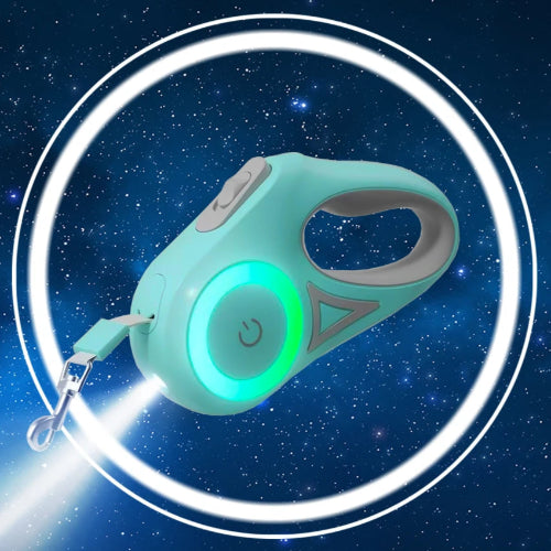 Double Laisse rétractable verte avec éclairage LED pour chiens. Pratique, convient aux petits chiens, chihuahuas, ou aux chats. Vendu dans la boutique « Mon Petit Chihuahua »