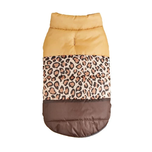 Manteau pour Chihuahua : doudoune marron et lΓ©opard β Confortable, parfait pour protΓ©ger votre petit chien ou chat pendant les promenades
