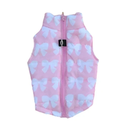 Manteau pour Chihuahua : doudoune rose motifs noeuds papillon blans βParfait pour protΓ©ger votre petit chien ou chat pendant les promenades