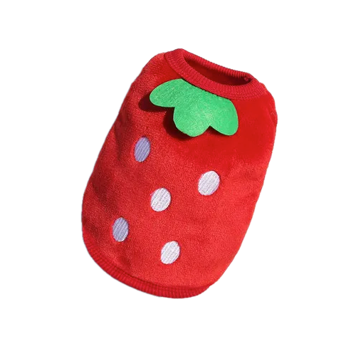 Manteau pour Chihuahua : pull rouge avec motifs fraises β Confortable, parfait pour protΓ©ger votre petit chien ou chat pendant les promenades
