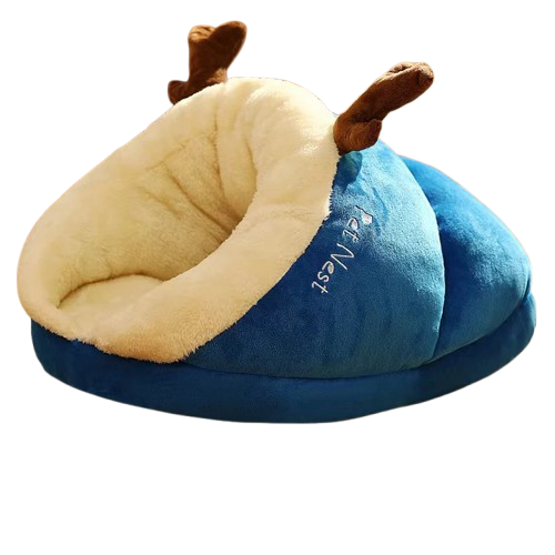 Niche Cocoon bleu en tissu pour Chihuahua β Confort maximal avec intΓ©rieur moelleux, parfait pour les petits chiens ou chats