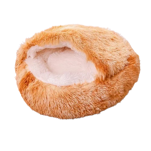 Niche Cocoon caramel en tissu pour Chihuahua β Confort maximal avec intΓ©rieur moelleux, parfait pour les petits chiens ou chats