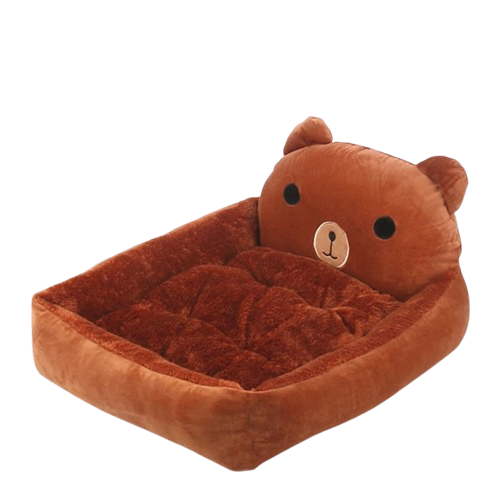 Niche marron style paniΓ¨re avec tΓͺte d'ours brun pour Chihuahua β Confort maximal avec intΓ©rieur moelleux, parfait pour les petits chiens ou chats