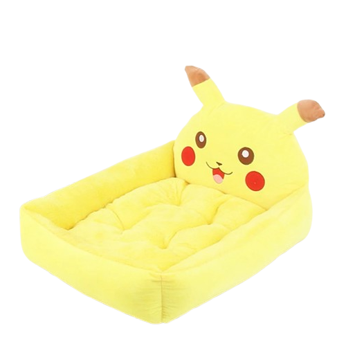 Niche jaune style paniΓ¨re avec tΓͺte de pokemon pikachu pour Chihuahua β Confort maximal, parfait pour les petits chiens ou chats