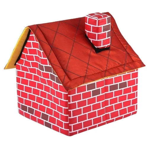 Niche pour Chihuahua : maison en brique – Confort maximal avec intérieur moelleux, parfait pour les petits chiens ou chats - vue de derrière