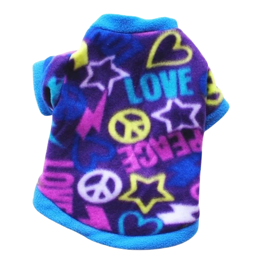 Pull pour Chihuahua bleu avec motifs peace and love β Confortable, vΓͺtement parfait pour garder votre petit chien ou chat au chaud