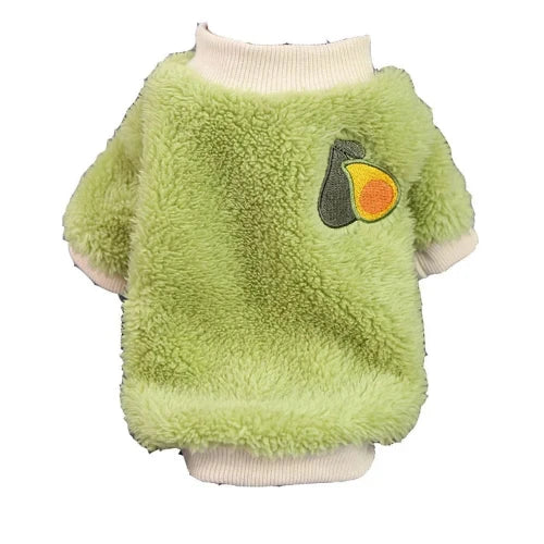 Pull pour Chihuahua polaire vert avec avocat brodĂ© â Confortable, vĂȘtement parfait pour garder votre petit chien ou chat au chaud