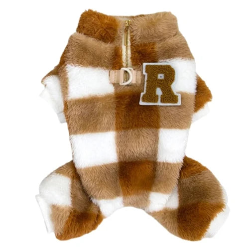 Pyjama blanc et marron Γ carreaux pour Chihuahua β Confortable, idΓ©al pour garder votre petit chien ou chat au chaud pendant la nuit