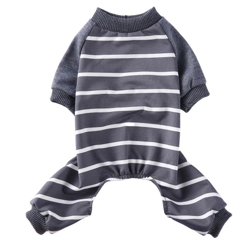 Pyjama Γ rayures gris et blanc pour Chihuahua β Confortable, idΓ©al pour garder votre petit chien ou chat au chaud pendant la nuit