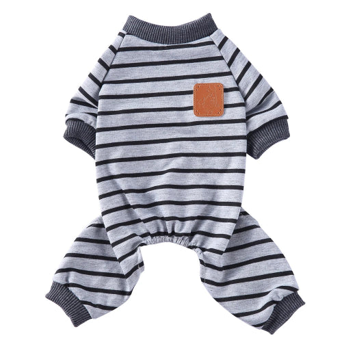 Pyjama Γ rayures noir et gris pour Chihuahua β Confortable, idΓ©al pour garder votre petit chien ou chat au chaud pendant la nuit