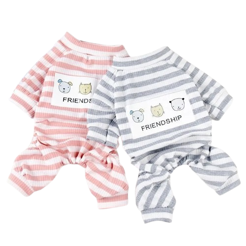 Pyjama Γ rayures rose ou gris pour Chihuahua β Confortable et chaud, idΓ©al pour garder votre petit chien ou chat au chaud pendant la nuit