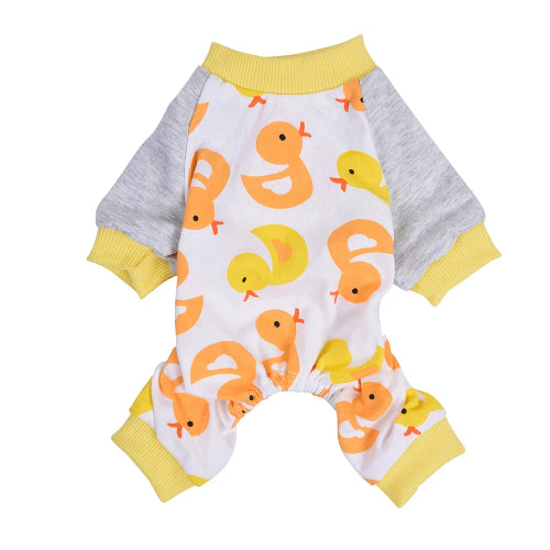 Pyjama blanc et jaune avec motifs canards pour Chihuahua β Confortable, idΓ©al pour garder votre petit chien ou chat au chaud pendant la nuit