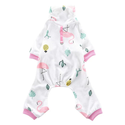 Pyjama blanc avec motifs flamands roses pour Chihuahua β Confortable, idΓ©al pour garder votre petit chien ou chat au chaud pendant la nuit