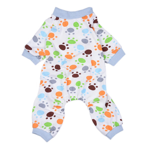 Pyjama blanc et bleu avec motifs pattes de chien pour Chihuahua β Confortable, idΓ©al pour garder votre petit chien ou chat au chaud pendant la nuit