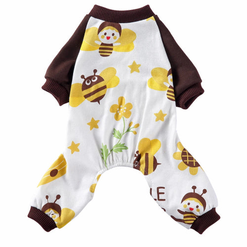 Pyjama blanc avec motifs abeilles jaunes pour Chihuahua β Confortable, idΓ©al pour garder votre petit chien ou chat au chaud pendant la nuit