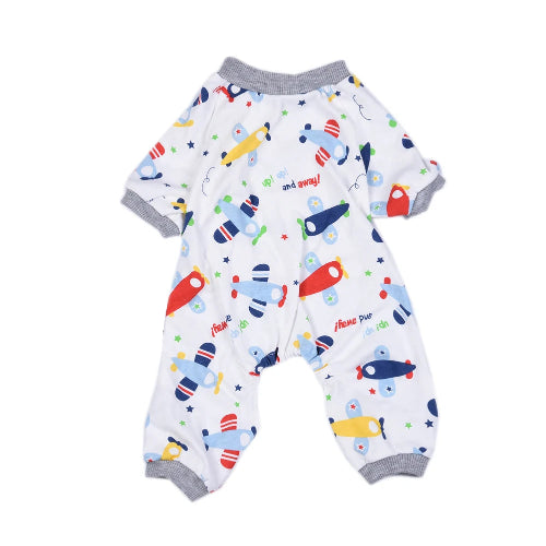 Pyjama blanc Γ motifs avions pour Chihuahua β Confortable et chaud, idΓ©al pour garder votre petit chien ou chat au chaud pendant la nuit