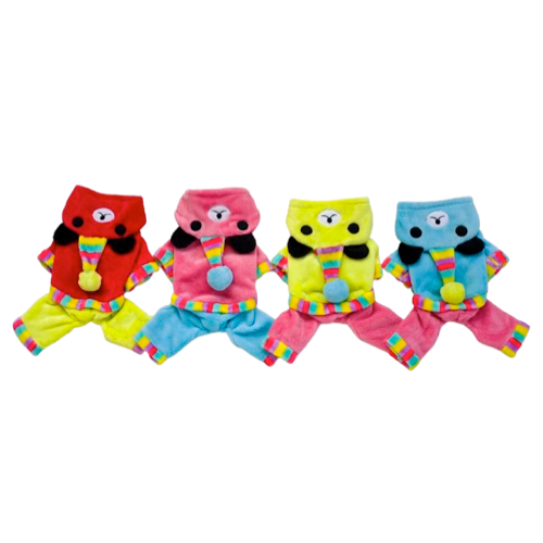 Pyjama colorΓ©s avec capuche ponpons pour Chihuahua β Confortable et chaud, idΓ©al pour garder votre petit chien ou chat au chaud pendant la nuit