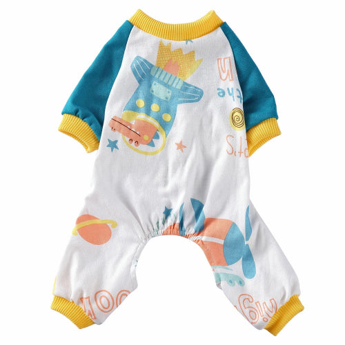 Pyjama blanc bleu et jaune avec motifs crocodiles pour Chihuahua β IdΓ©al pour garder votre petit chien ou chat au chaud pendant la nuit