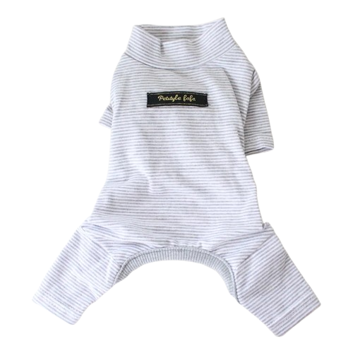 Pyjama gris Γ rayures pour Chihuahua β Confortable et chaud, idΓ©al pour garder votre petit chien ou chat au chaud pendant la nuit