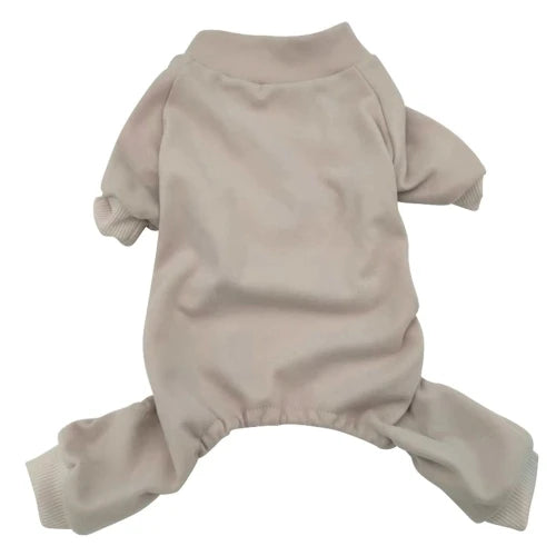Pyjama uni gris clair pour Chihuahua β Confortable, idΓ©al pour garder votre petit chien ou chat au chaud pendant la nuit