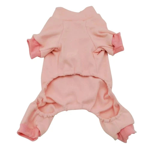 Pyjama uni rose clair vue de face pour Chihuahua β Confortable, idΓ©al pour garder votre petit chien ou chat au chaud pendant la nuit