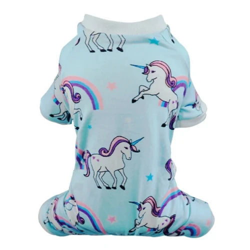 Pyjama bleu motifs licornes pour Chihuahua β Confortable, idΓ©al pour garder votre petit chien ou chat au chaud pendant la nuit