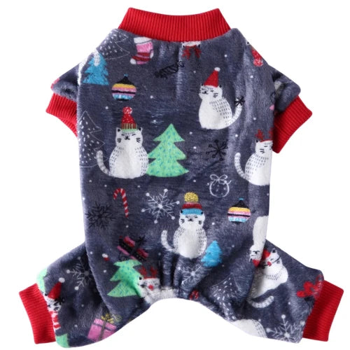 Pyjama noir avec motif chats de noΓ«l pour Chihuahua β Confortable, idΓ©al pour garder votre petit chien ou chat au chaud pendant la nuit