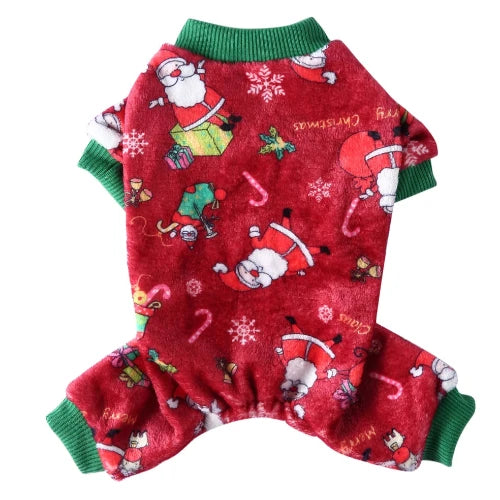 Pyjama rouge avec motif pΓ¨re noΓ«l pour Chihuahua β Confortable, idΓ©al pour garder votre petit chien ou chat au chaud pendant la nuit