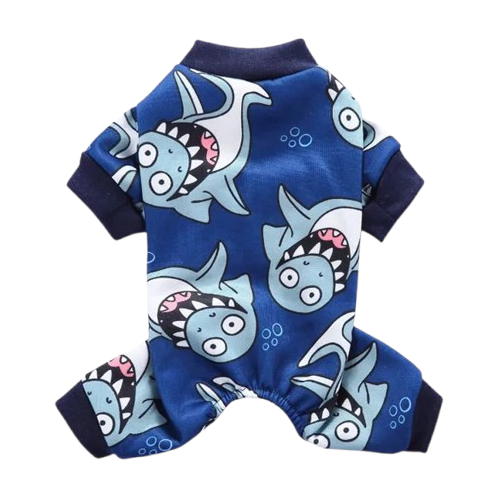 Pyjama bleu avec motif requins pour Chihuahua β Confortable, idΓ©al pour garder votre petit chien ou chat au chaud pendant la nuit