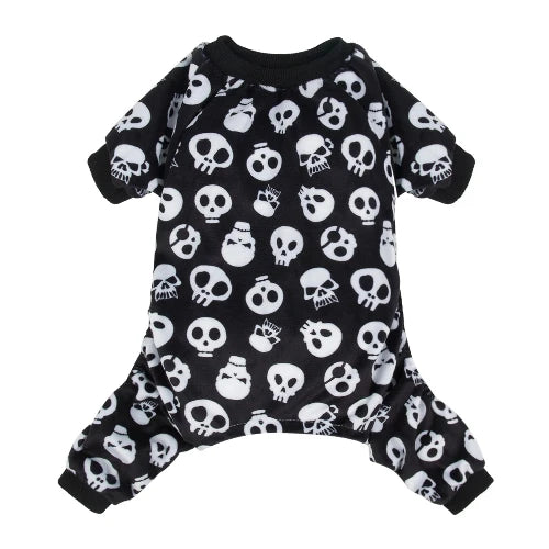 Pyjama noir avec motif tΓͺtes de mort pour Chihuahua β Confortable, idΓ©al pour garder votre petit chien ou chat au chaud pendant la nuit