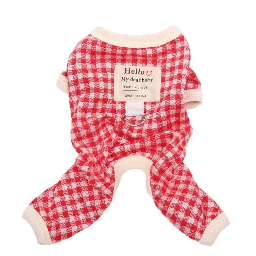 Pyjama Γ carreaux rouge et blanc pour Chihuahua β Confortable, idΓ©al pour garder votre petit chien ou chat au chaud pendant la nuit