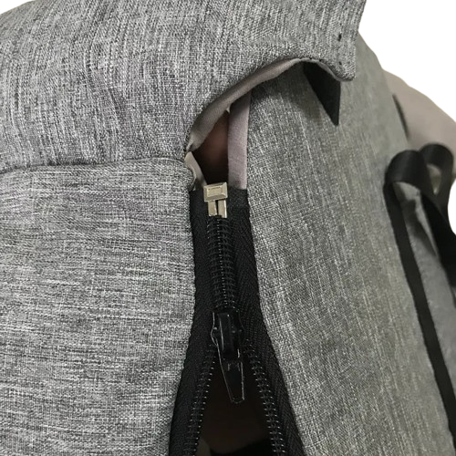 Niche pour Chihuahua : sac pour accoudoir gris β Confort maximal, parfait pour les petits chiens ou chats - zoom sur fermetures Γ©clair