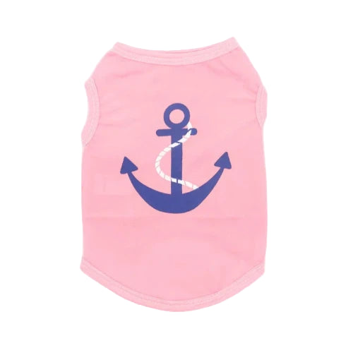 Vêtement pour Chihuahua : t-shirt rose clair motif ancre – Léger et confortable pour protéger votre petit chien ou chat