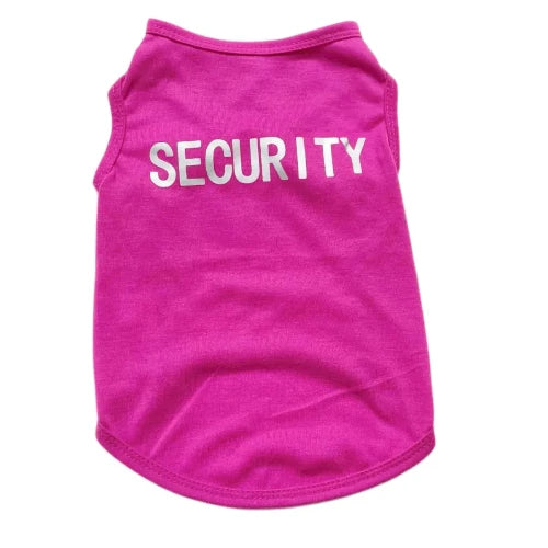 Vêtement pour Chihuahua : t-shirt violet rose avec inscriptions Security – Léger pour protéger votre petit chien ou chat