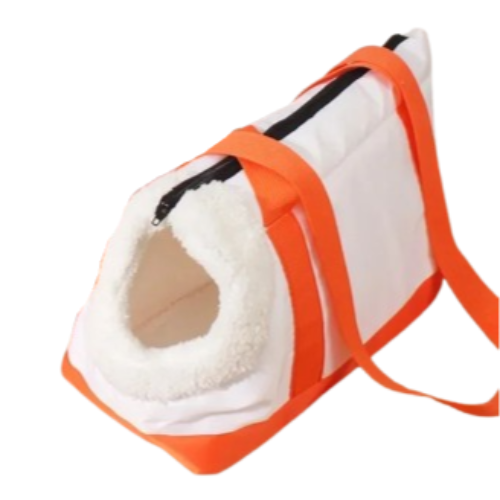 Sac bandoulière de transport orange et blanc fourrure pour Chihuahua – Léger et pratique, il permet de transporter facilement votre petit chien ou chat