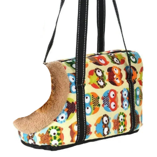 Sac bandoulière de transport avec hiboux et fourrure pour Chihuahua – Léger et pratique, il permet de transporter facilement votre petit chien ou chat