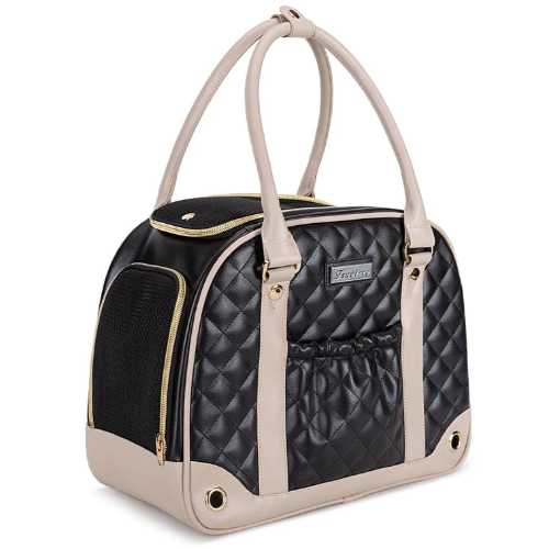 Sac de transport matelassé noir luxueux pour Chihuahua – Pratique pour transporter facilement votre petit chien ou chat
