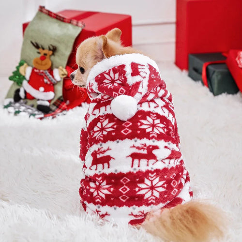 DΓ©guisement de NoΓ«l rouge et blanc pour Chihuahua β Festif et confortable, parfait pour habiller votre petit chien ou chat - vue de dos