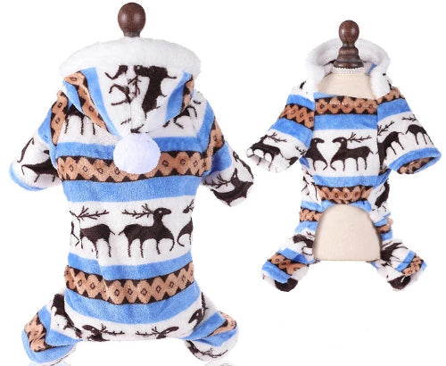 DΓ©guisement de NoΓ«l bleu et blanc pour Chihuahua β Festif et confortable, parfait pour habiller votre petit chien ou chat