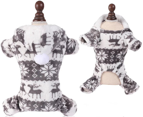 DΓ©guisement de NoΓ«l gris et blanc pour Chihuahua β Festif et confortable, parfait pour habiller votre petit chien ou chat