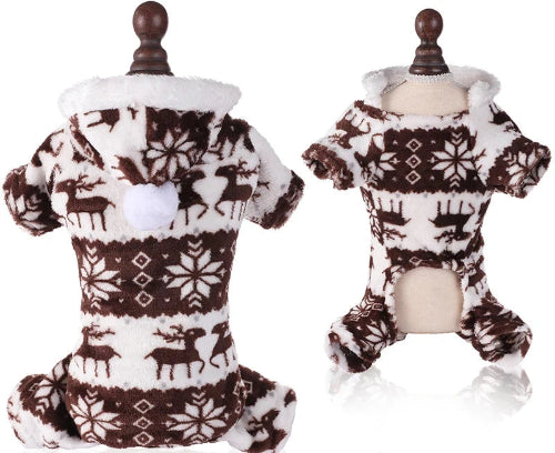 DΓ©guisement de NoΓ«l marron et blanc pour Chihuahua β Festif et confortable, parfait pour habiller votre petit chien ou chat